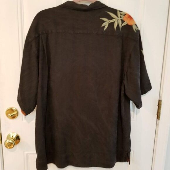 Tommy Bahama Silk Hawaiian Black Camp Shirt Button Up Size Large - Picture 9 of 12